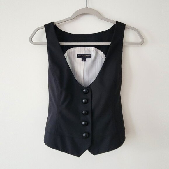 Banana Republic Classy Tailored Black Wool Vest - Size 4 - Picture 1 of 10